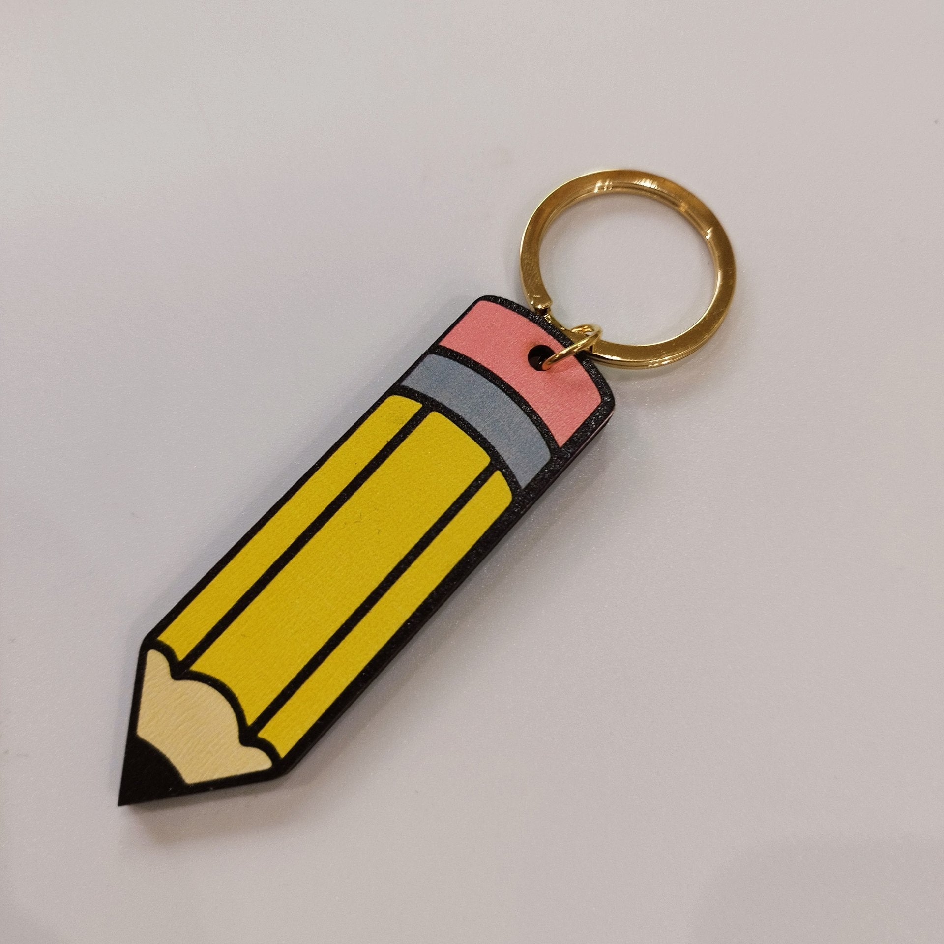 Wholesale Wood Chip Rainbow Pencil Keychain